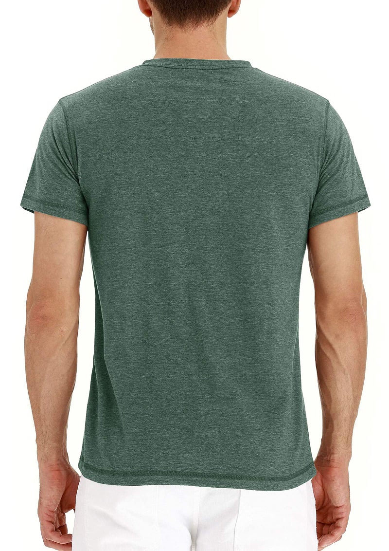 NITAGUT Mens Fashion Casual Front Placket Basic Short Sleeve Henley T-Shirts (M, 00 Green) - Image 2